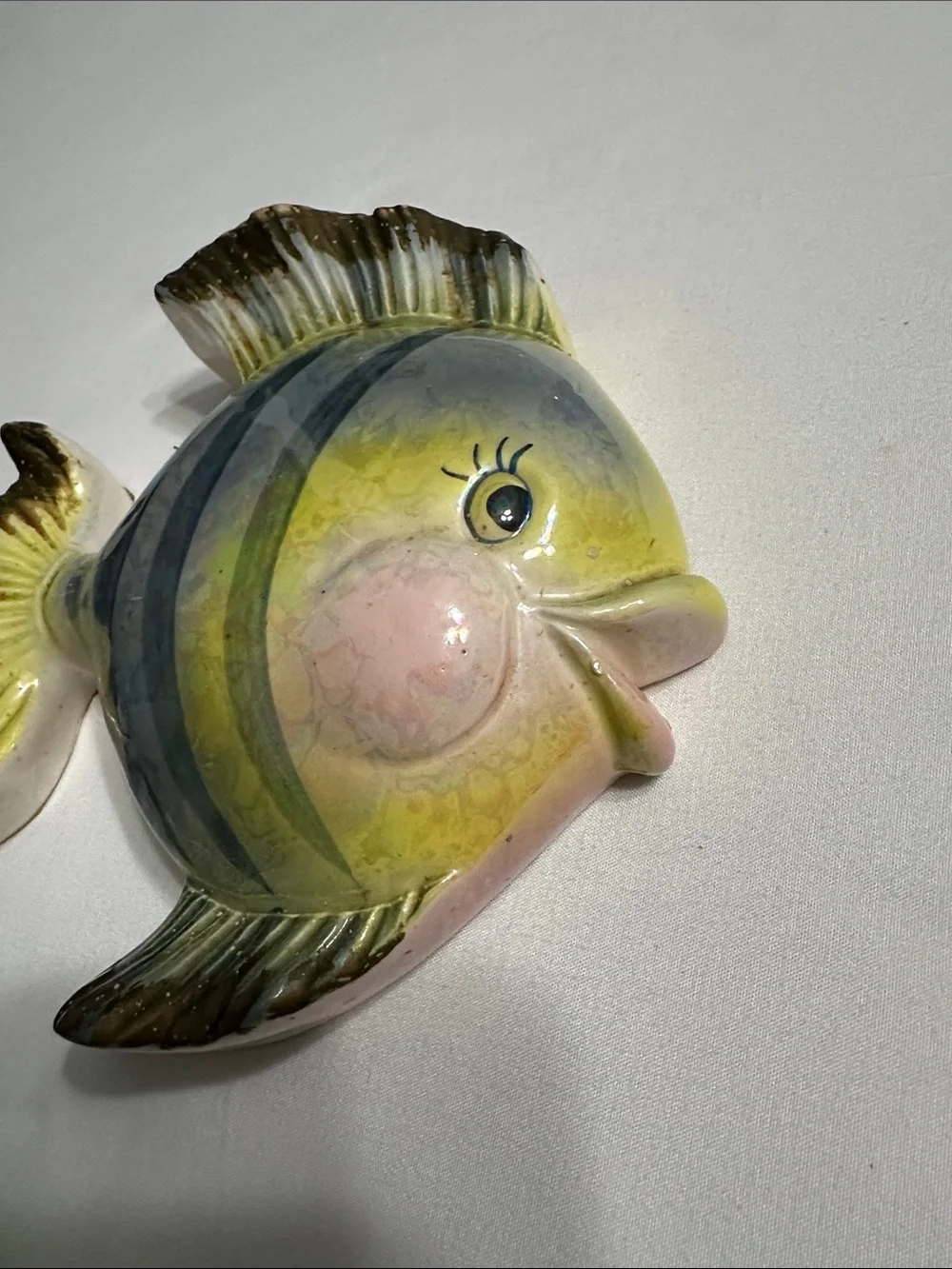 Green & Pink Decorative Fish Wall Plaques - Set of 3. 1969 Miller studio
